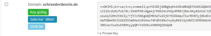 Mailcow DKIM Key 