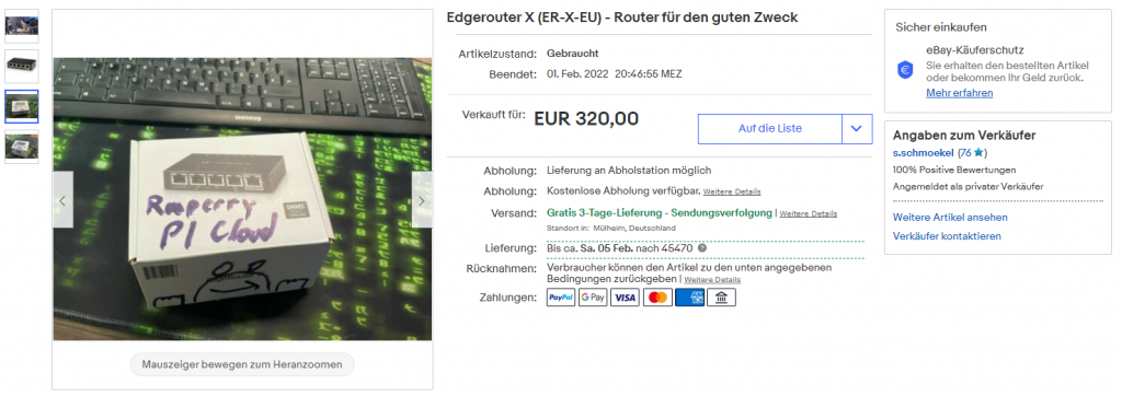 ER-X eBay Auktion für den Guten Zweck