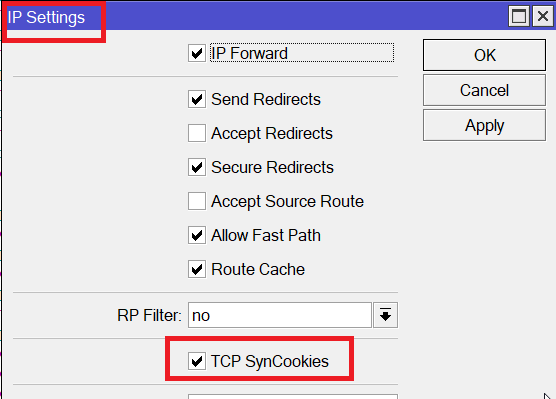 TCP SynCookies RouterOS