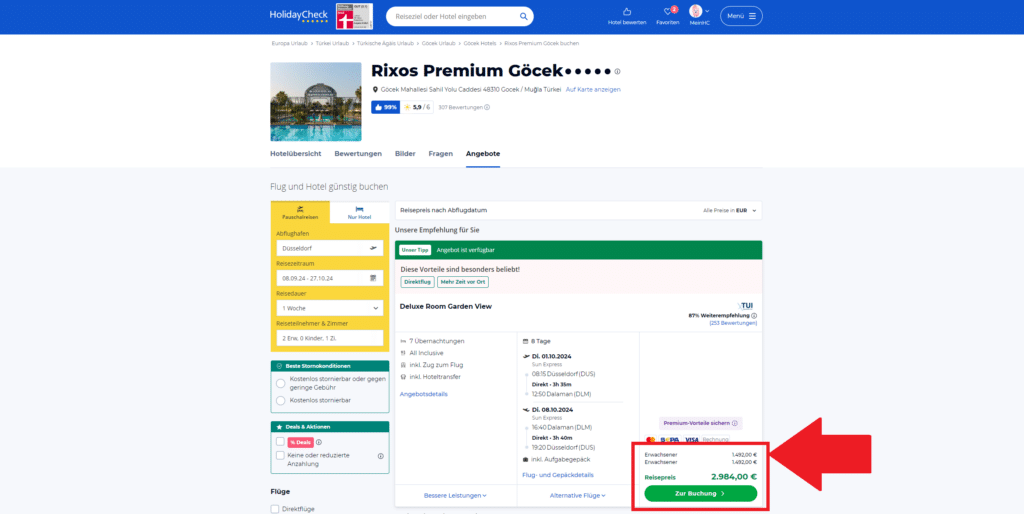 Holidaycheck Preis mit VPN