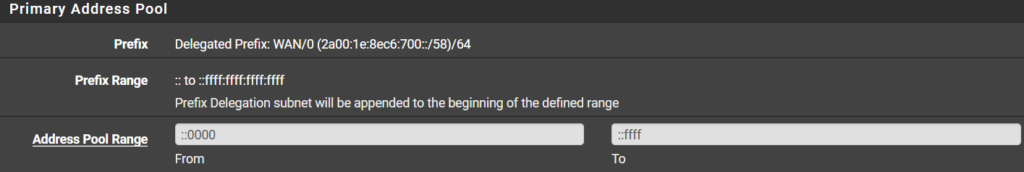 pfSense IPv6 Address Pool Range